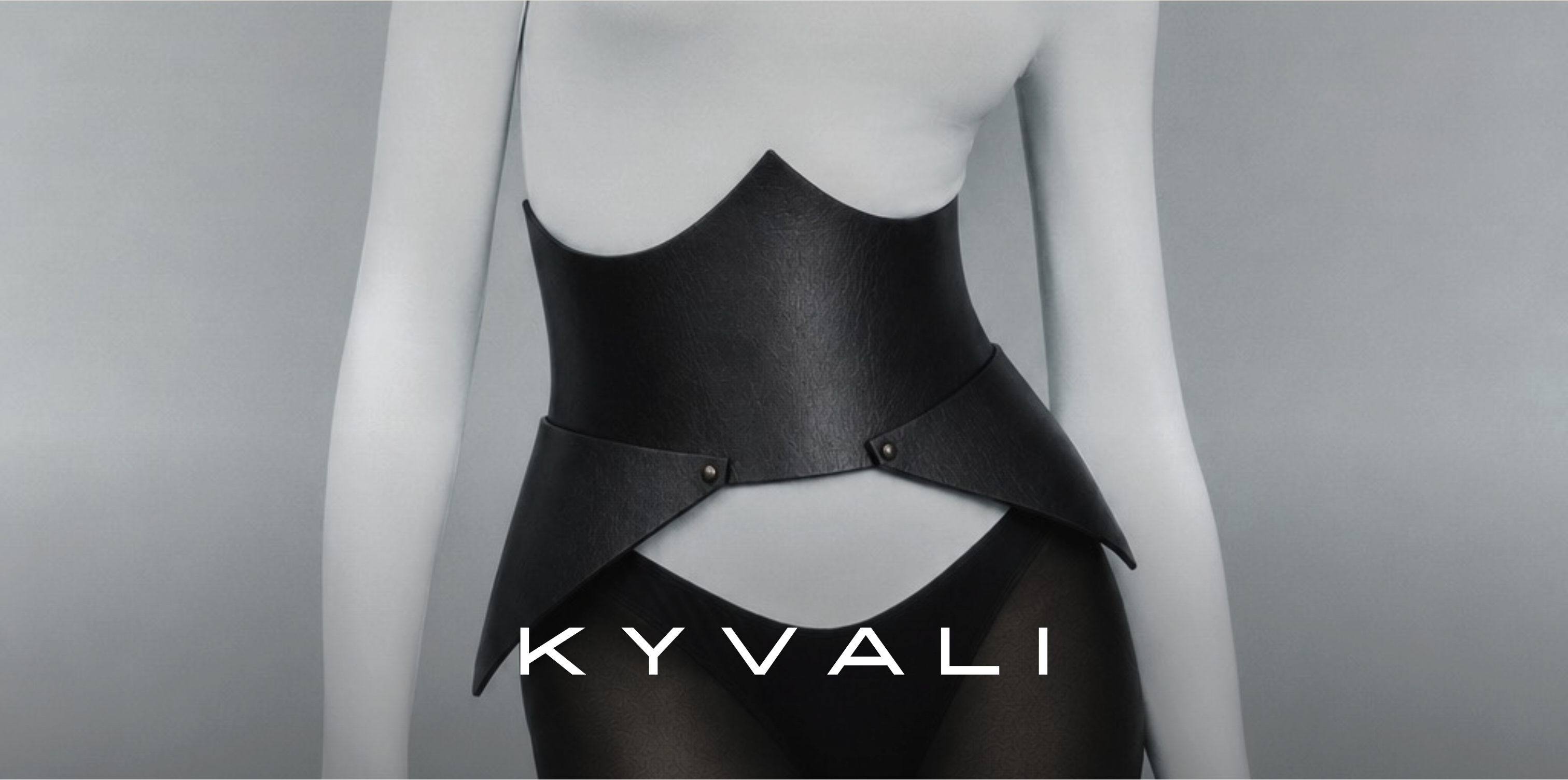 KYVALI campaign — leather corset